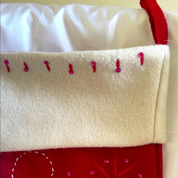 Crate & Barrel Res Christmas Stocking with Embroidered Design - Picture 4 of 7